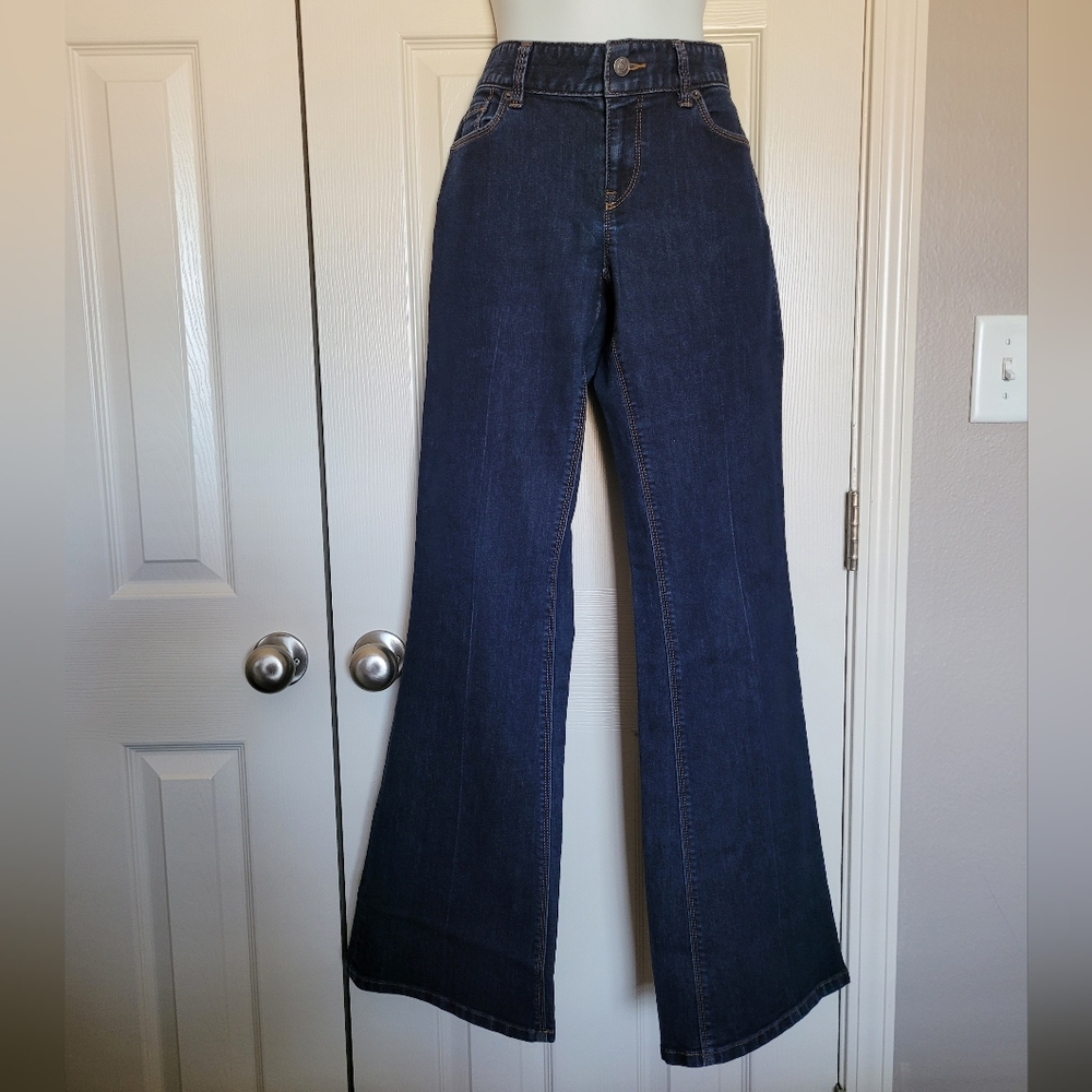 Loft Curvy Flare Jeans - Sz 8, Dark Blue